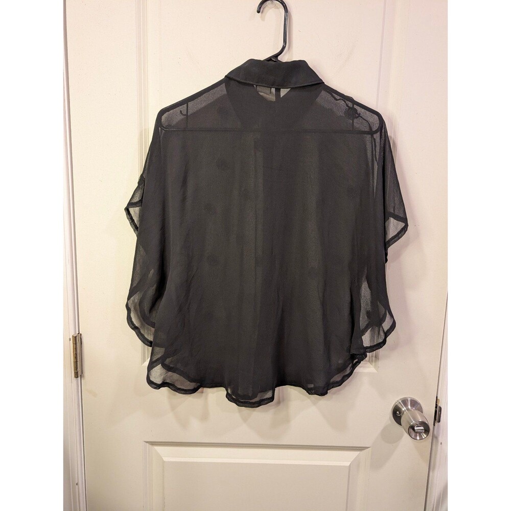 Women's New Directions Sheer Polka Dot Blouse Black Small - Picture 2 of 6